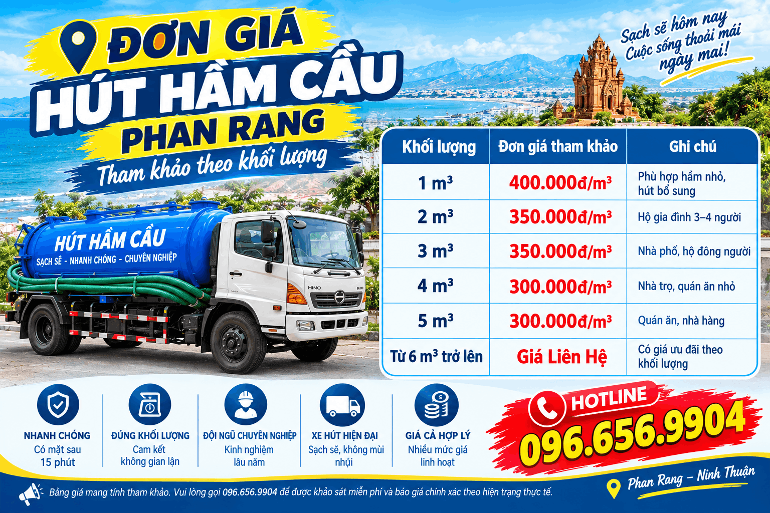 bảng giá hút hầm cầu Phan Rang trọn gói